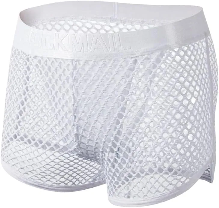 JOCKMAIL Men's Mesh Tank Top and Boxer Briefs Set Sexy Fishnet Sleeveless Vest with Breathable Boxer Underwear for Gym, Club