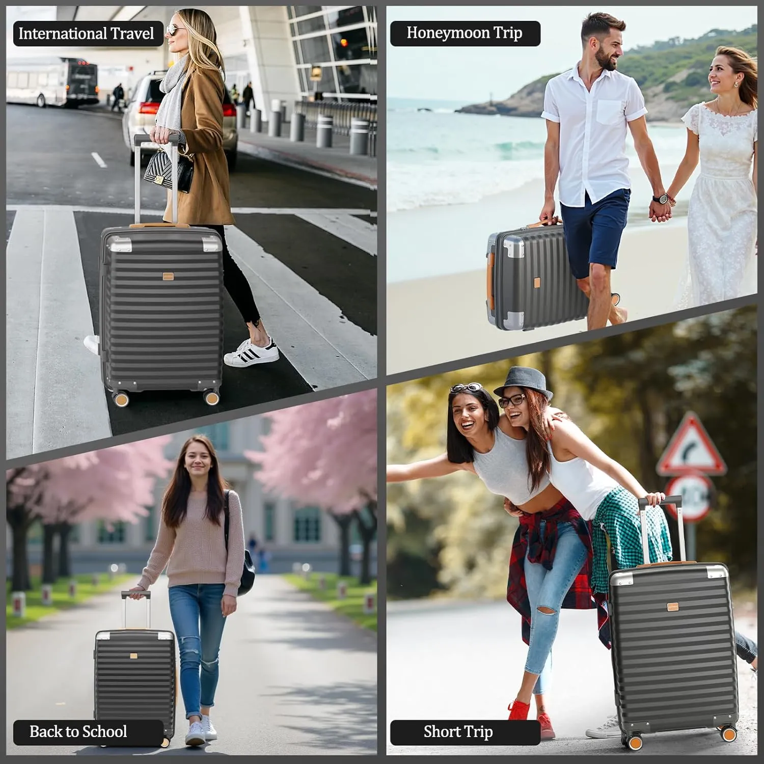Joyway Carry on Luggage Airline Approved with Spinner Wheels, 20 Inch Lightweight Hard Shell Carry-on Suitcase with Tsa Lock, Suitable for Trave Women and Men, Gray
