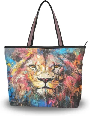 JSTEL Tote Bag for Women with Zipper,Polyester Tote Purse Holiday Tote Bag Work Handbag Women Gift