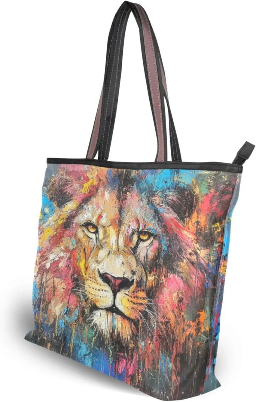JSTEL Tote Bag for Women with Zipper,Polyester Tote Purse Holiday Tote Bag Work Handbag Women Gift