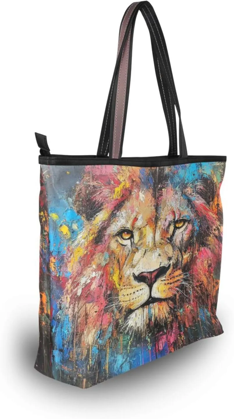 JSTEL Tote Bag for Women with Zipper,Polyester Tote Purse Holiday Tote Bag Work Handbag Women Gift