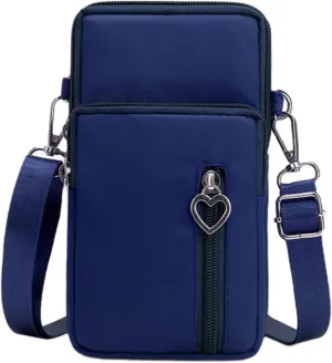 JUMISEE 3-Layers Crossbody Bag Cellphone Pouch Armband Wallet Nylon Smartphone Purse