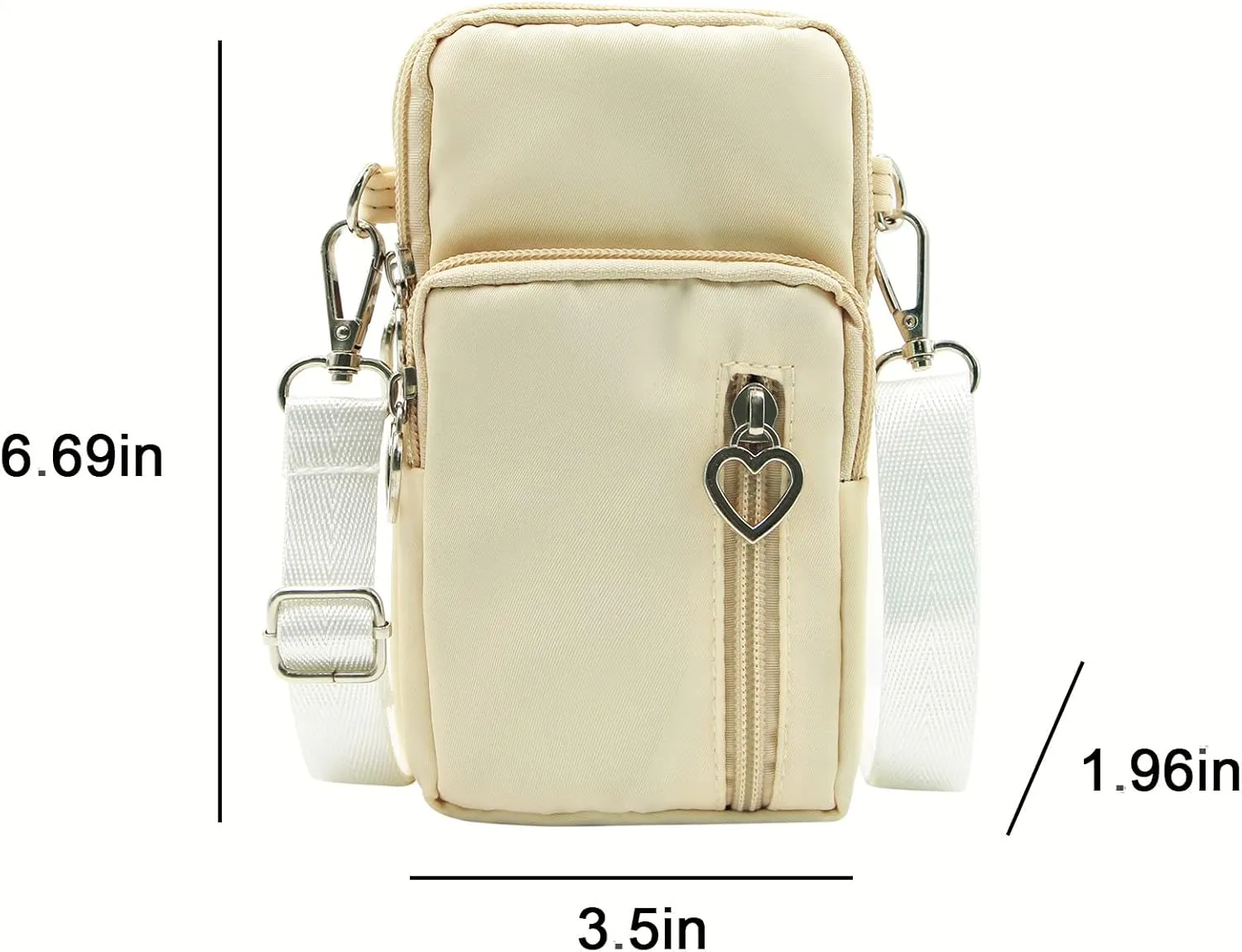 JUMISEE 3-Layers Crossbody Bag Cellphone Pouch Armband Wallet Nylon Smartphone Purse