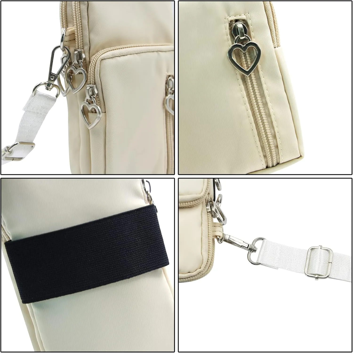 JUMISEE 3-Layers Crossbody Bag Cellphone Pouch Armband Wallet Nylon Smartphone Purse