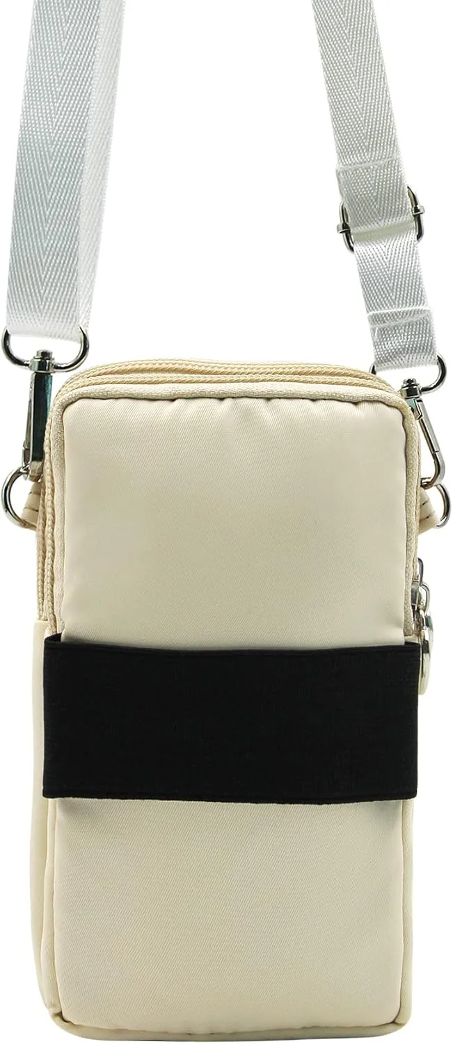 JUMISEE 3-Layers Crossbody Bag Cellphone Pouch Armband Wallet Nylon Smartphone Purse