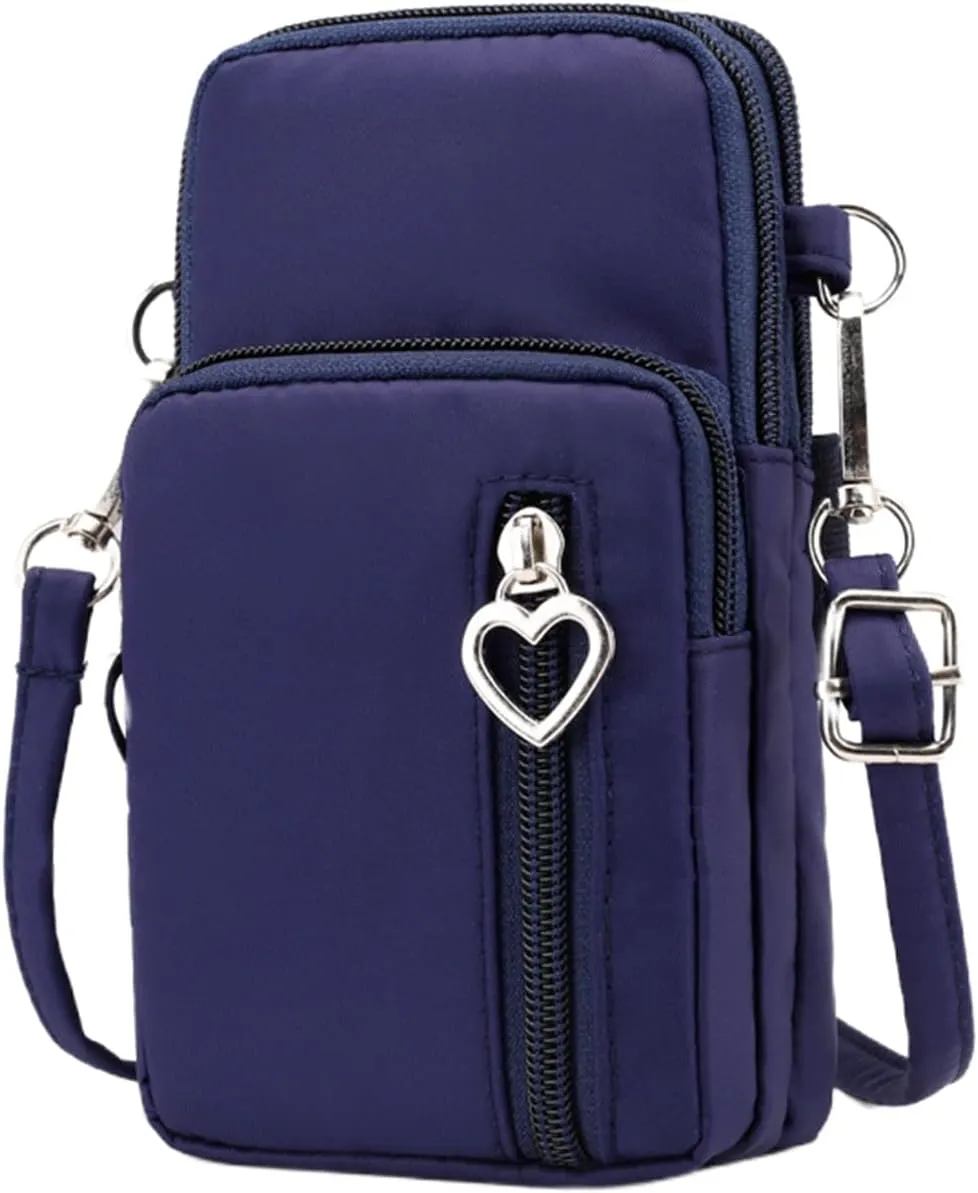 JUMISEE 3-Layers Crossbody Bag Cellphone Pouch Armband Wallet Nylon Smartphone Purse