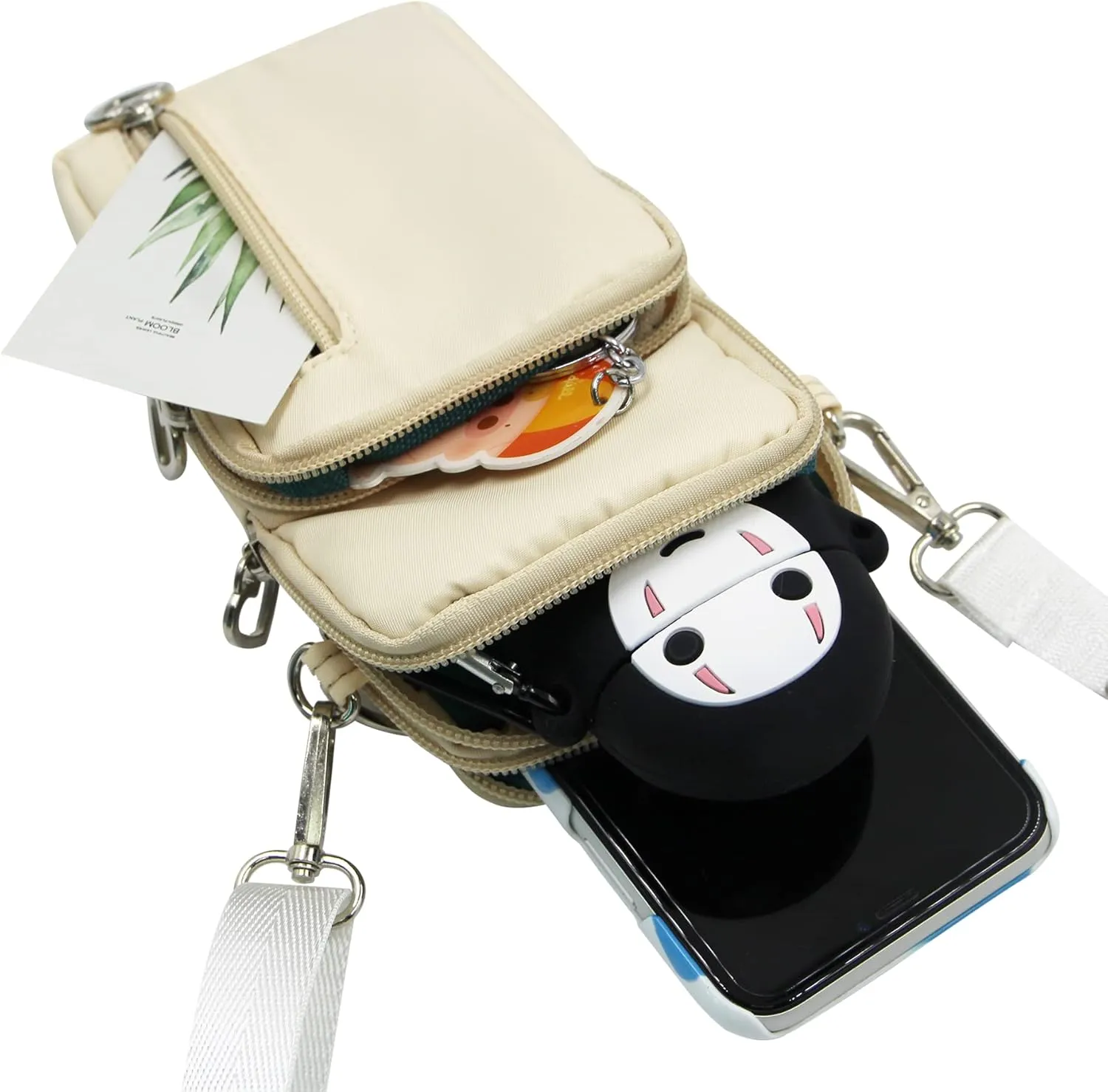 JUMISEE 3-Layers Crossbody Bag Cellphone Pouch Armband Wallet Nylon Smartphone Purse