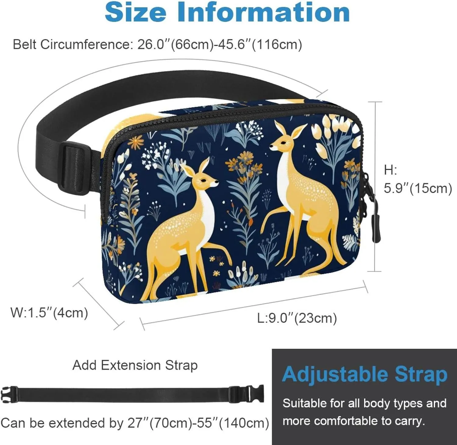 Jungle Kangaroo-1549 Crossbody Fanny Pack for Men&Women,Belt Bag for Travel Casual Walking Running Hiking Cycling