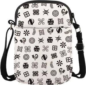 JXGZSO Adinkra Symbols Shoulder Bag Ghana Akan Culture Symbology Crossbody Bag Africa Lovers Gift African Gift
