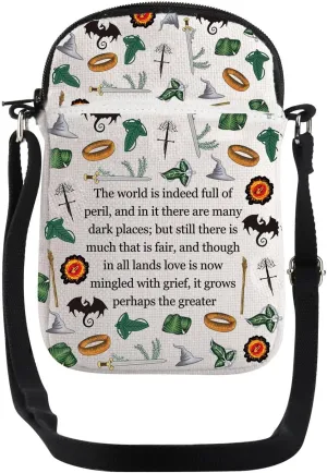 JYTAPP Movie Crossbody Bag The World Is Indeed Full Of Peril Rings Quote Crossbody Bag Fanstasy Novels Lover Gift