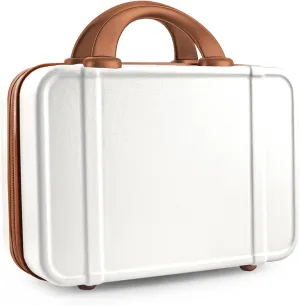 JZRSuitcase 13 Inch Hard Shell Portable Makeup Case Travel Cosmetic Organizer with Elastic Bands, Mini Carry-On ABS Toiletry Bag for Women