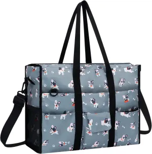 Kamo Utility Tote Bag for Women Travel Shoulder Bag with 21 Pockets & Laptop Compartment Zip Top Foldable Teacher Tote Bag for Teacher/Work Women