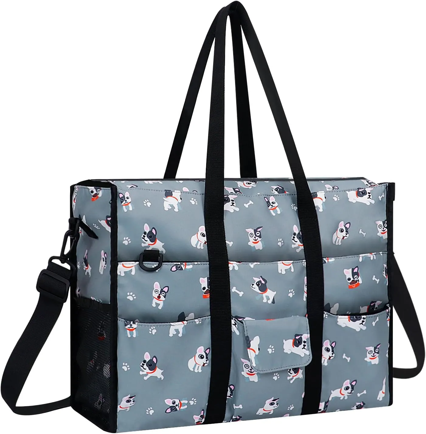 Kamo Utility Tote Bag for Women Travel Shoulder Bag with 21 Pockets & Laptop Compartment Zip Top Foldable Teacher Tote Bag for Teacher/Work Women