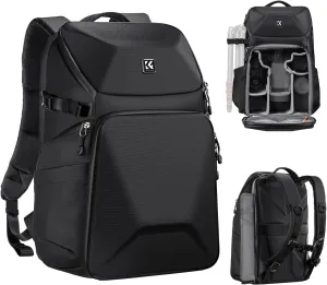 K&F Concept Camera Backpack Hard Shell 20L Photography Camera Bag Hardshell Case with Tripod Holder&Laptop Compartment