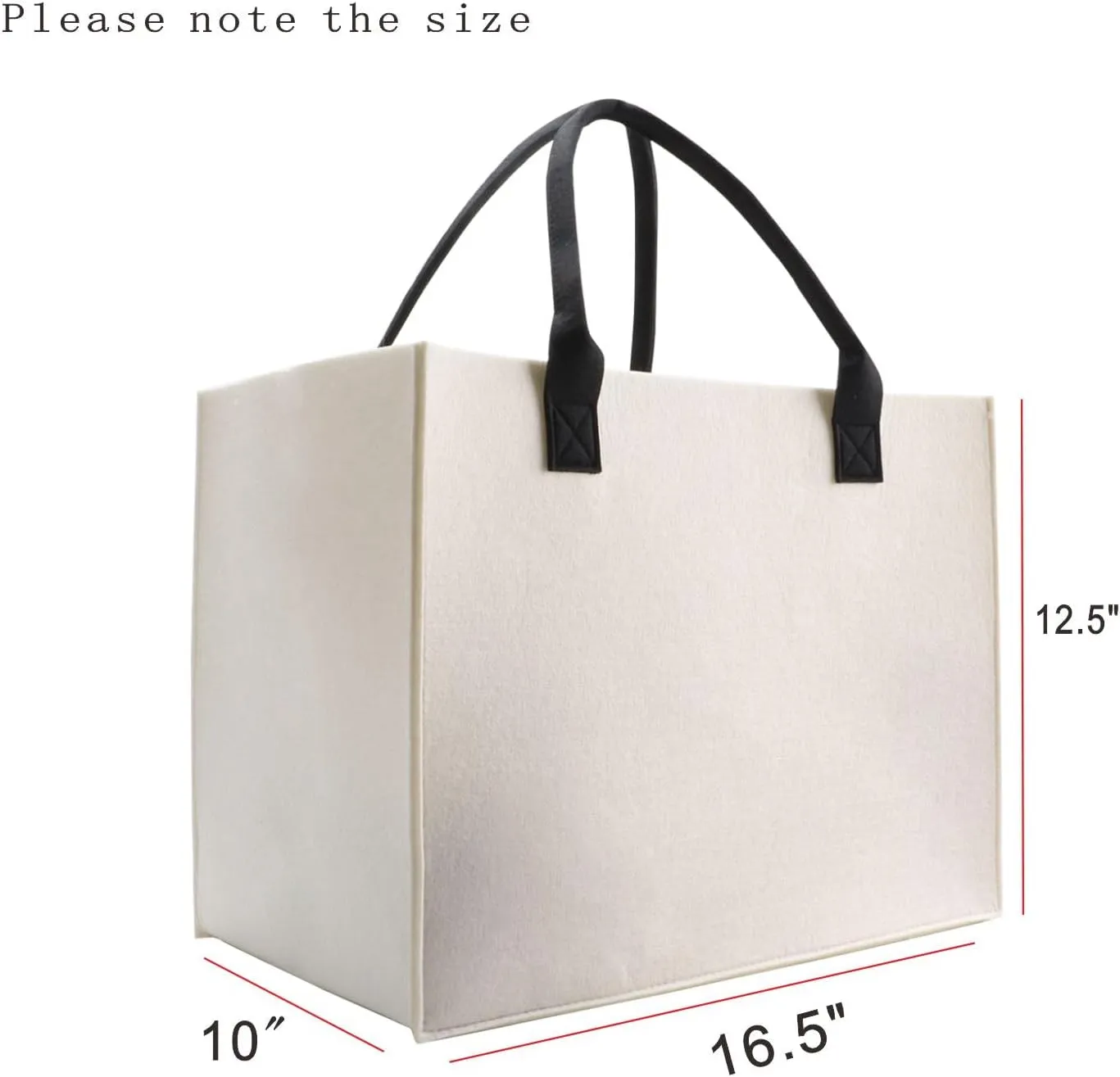 kaxilu Work Ladies Felt Handbag Reusable Bags, White 3pcs Large 16.5"x12.5"x10" Light Tote Shopping Felt Bags for Grocery, Beach, Travel, Study, Gym, DIY Gifts