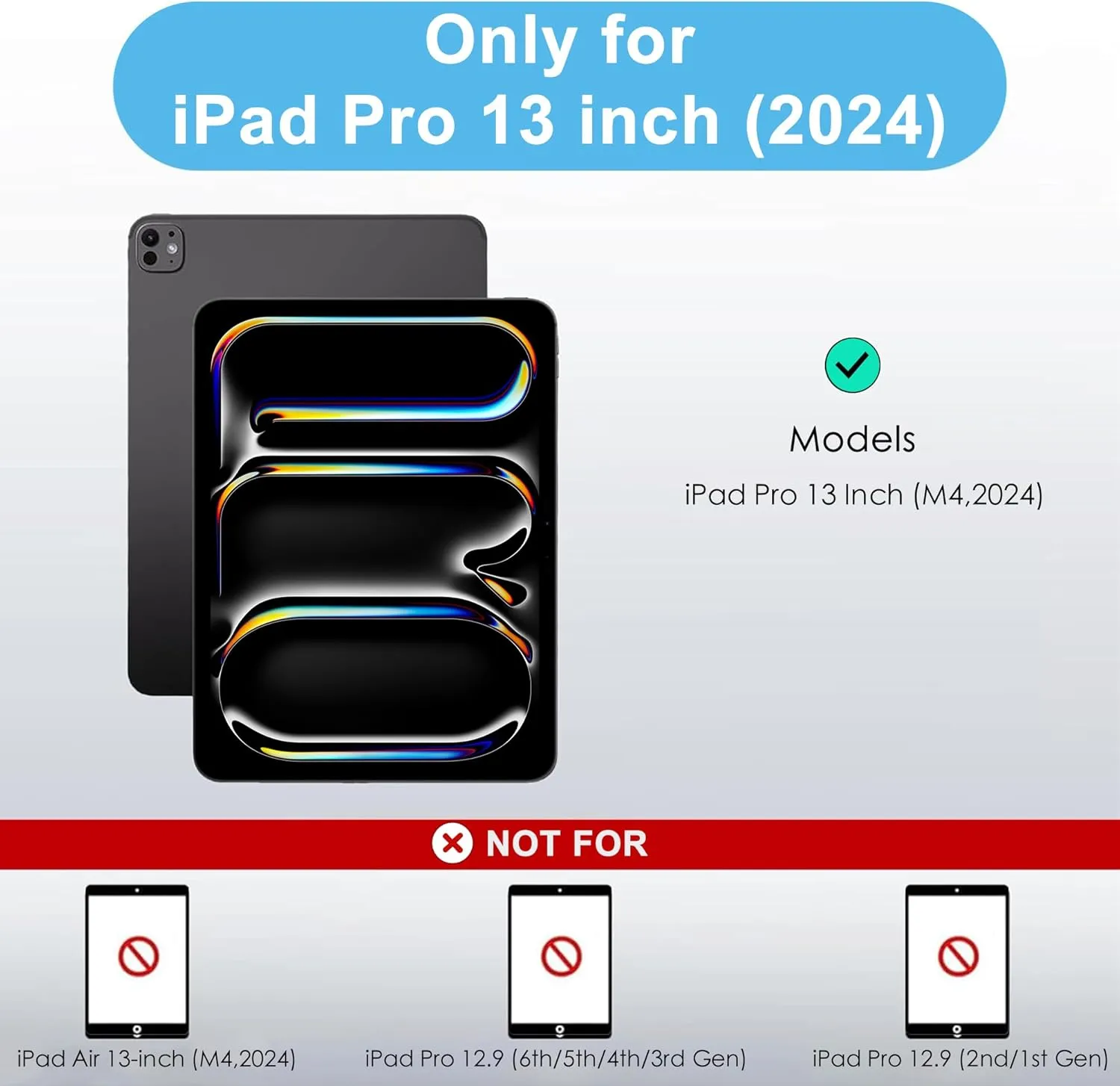 Keyboard Case for iPad Pro 13-inch (M4, 2024), Trackpad, 360° Rotatable, Bluetooth Keyboard Cover, 7 Colors Backlit with Pencil Holder for iPad Pro 13 (SM-A2925/A2926/A3007), Auto Sleep/Wake, Black