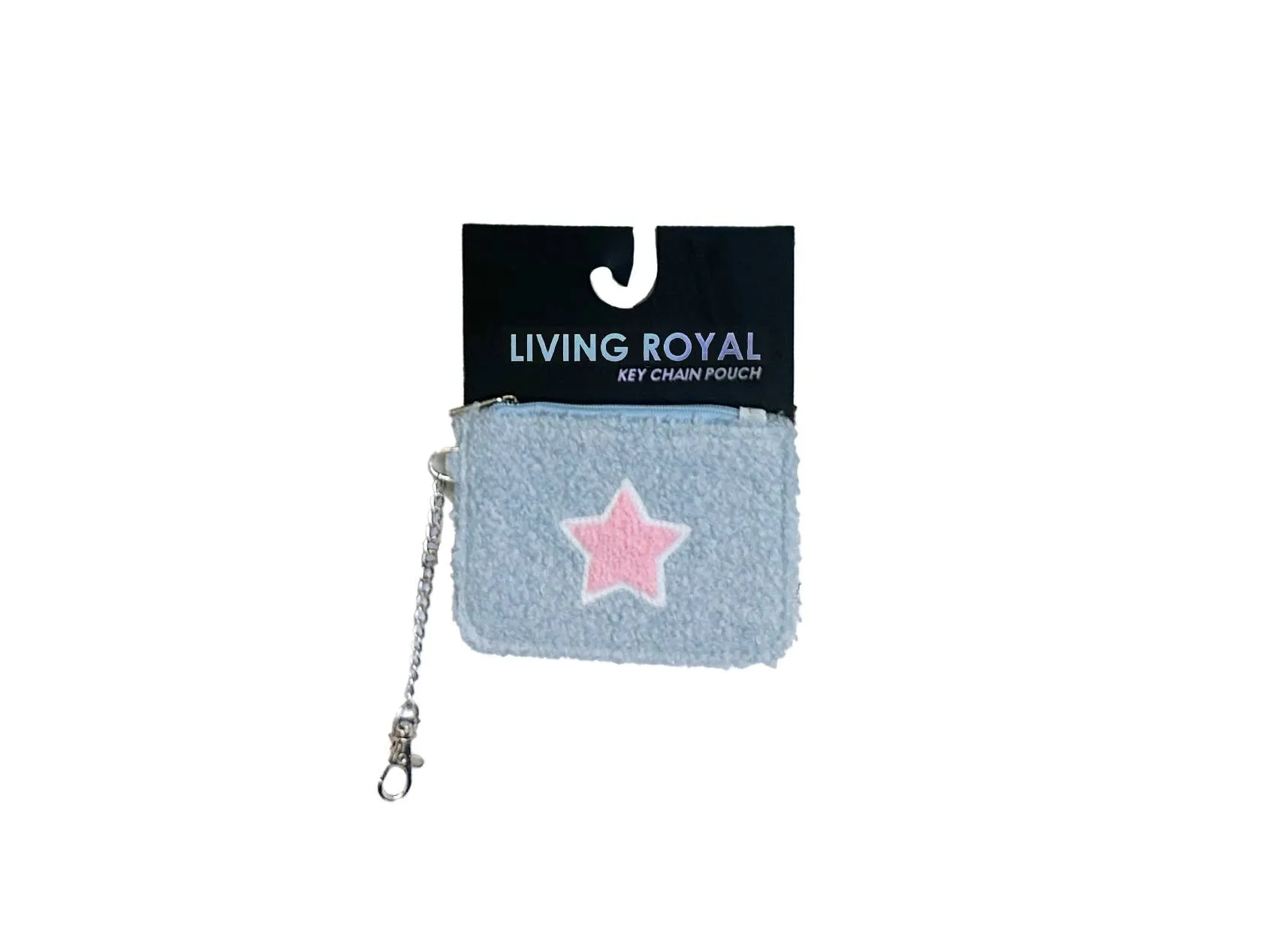Keychain Pouch - Pink Star - Light Blue