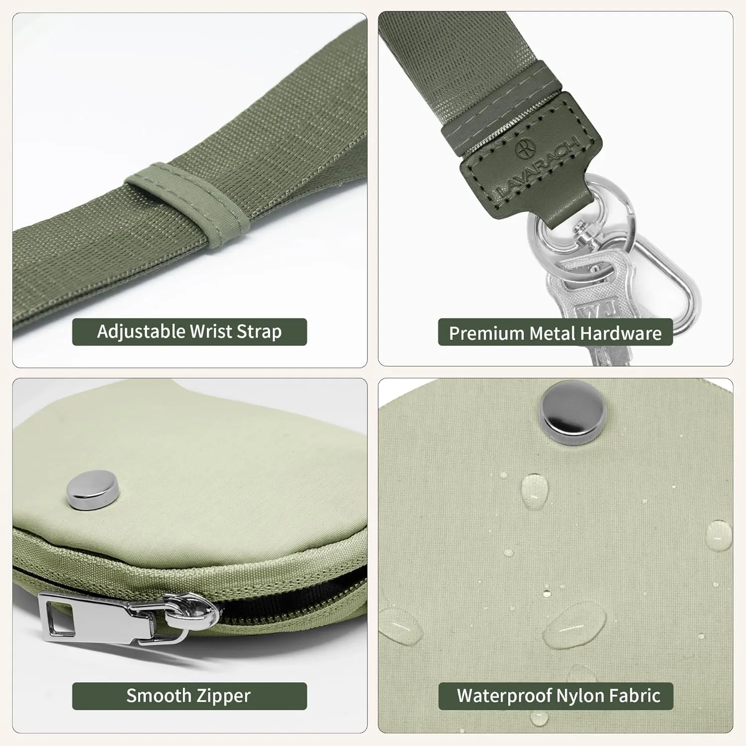 Keychain Wristlet Wallet for Women Zippered Dual Pouch Wristlet Nylon Coin Purse Small Wallet with Key Ring