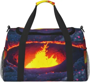 Kilauea Volcano Print Travel Hand Travel Bag Weekender Overnight Carry On Tote Foldable Crossbody Bag