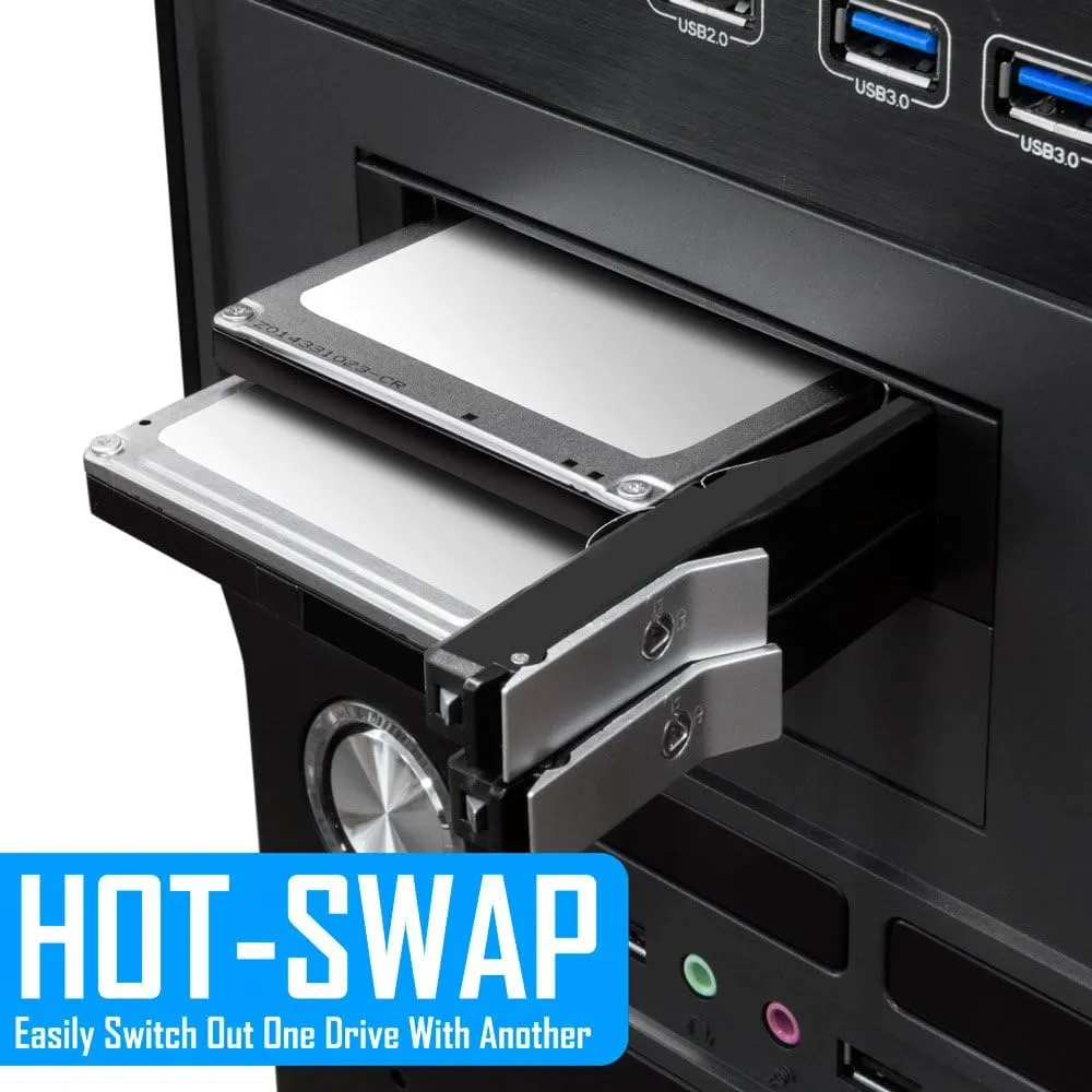 Kingwin SSD/HDD Internal SATA Tray-Less Hot Swap Mobile Rack Cage for Dual 2.5” SSD/HDD. Hard Drive Backplane Enclosure,Support SATA I/II/III & SAS I/II 6 Gbps Performance [Optimized for 2.5” SSD/HDD]