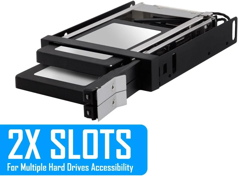 Kingwin SSD/HDD Internal SATA Tray-Less Hot Swap Mobile Rack Cage for Dual 2.5” SSD/HDD. Hard Drive Backplane Enclosure,Support SATA I/II/III & SAS I/II 6 Gbps Performance [Optimized for 2.5” SSD/HDD]