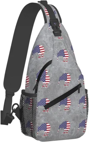 Kiwi Bird New Zealand USA Flag Sling Bag Crossbody Backpack Shoulder Casual Daypack Bag for Men Women