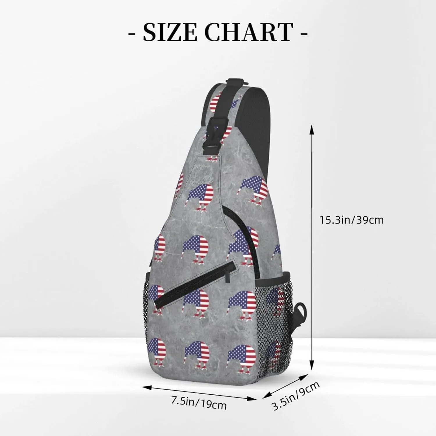 Kiwi Bird New Zealand USA Flag Sling Bag Crossbody Backpack Shoulder Casual Daypack Bag for Men Women