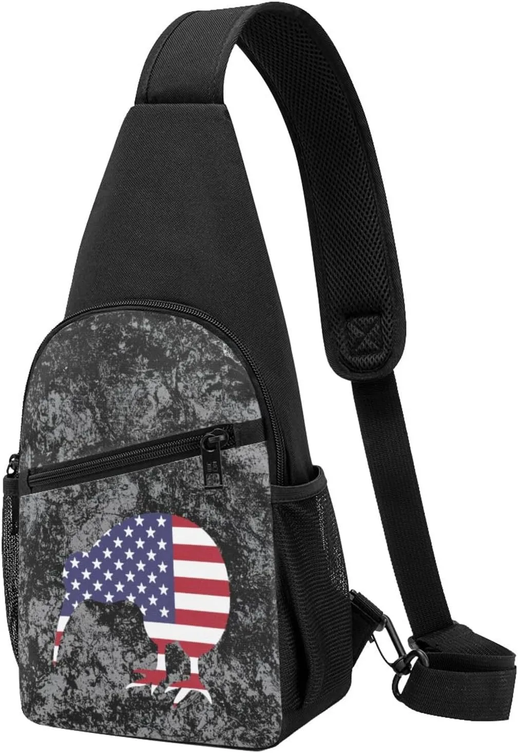 Kiwi Bird New Zealand USA Flag Sling Bag Crossbody Backpack Shoulder Casual Daypack Bags for Men Women