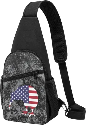 Kiwi Bird New Zealand USA Flag Sling Bag Crossbody Backpack Shoulder Casual Daypack Bags for Men Women