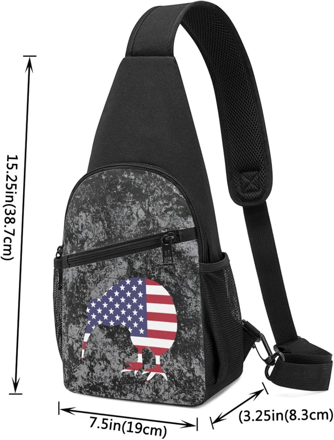 Kiwi Bird New Zealand USA Flag Sling Bag Crossbody Backpack Shoulder Casual Daypack Bags for Men Women