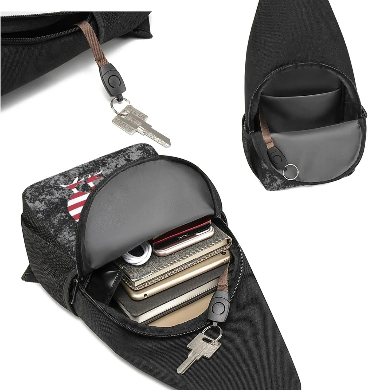 Kiwi Bird New Zealand USA Flag Sling Bag Crossbody Backpack Shoulder Casual Daypack Bags for Men Women