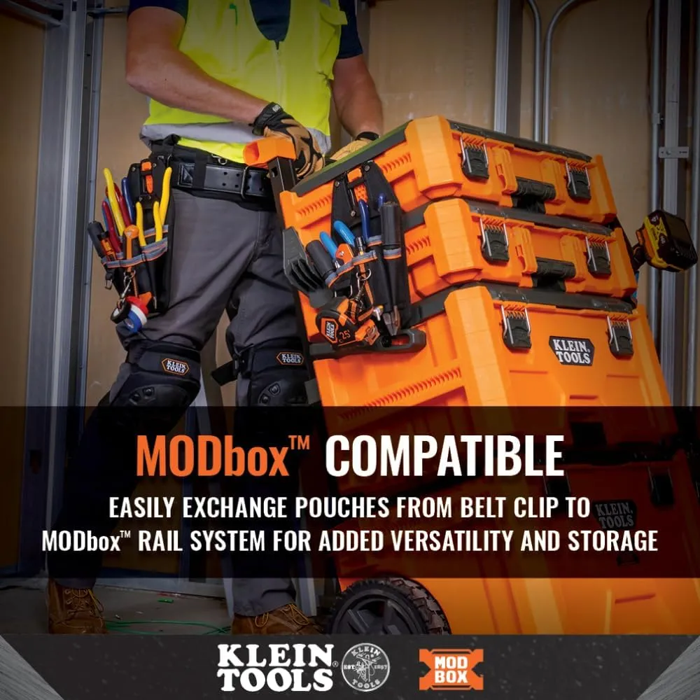 Klein Tools 55832MB MODbox Tool Pouch, 8-Pocket Electrician Bag, Quick Attach and Release for Tool Belts and MODBox Rail System