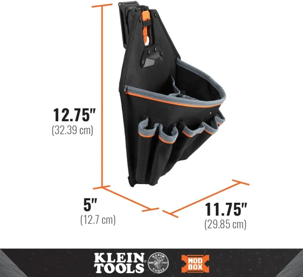 Klein Tools 55832MB MODbox Tool Pouch, 8-Pocket Electrician Bag, Quick Attach and Release for Tool Belts and MODBox Rail System