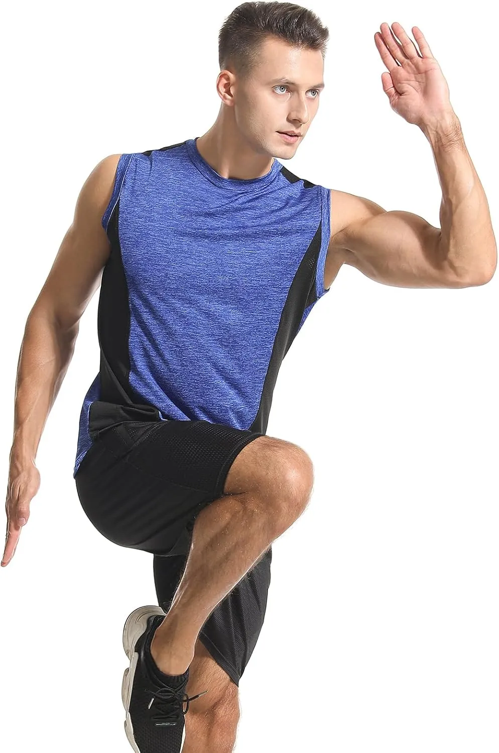 Knuffnee 4 Pack Men's Workout Tank Tops Athletic Gym Muscle Tank Tops Quick Dry Sleeveless T-Shirts