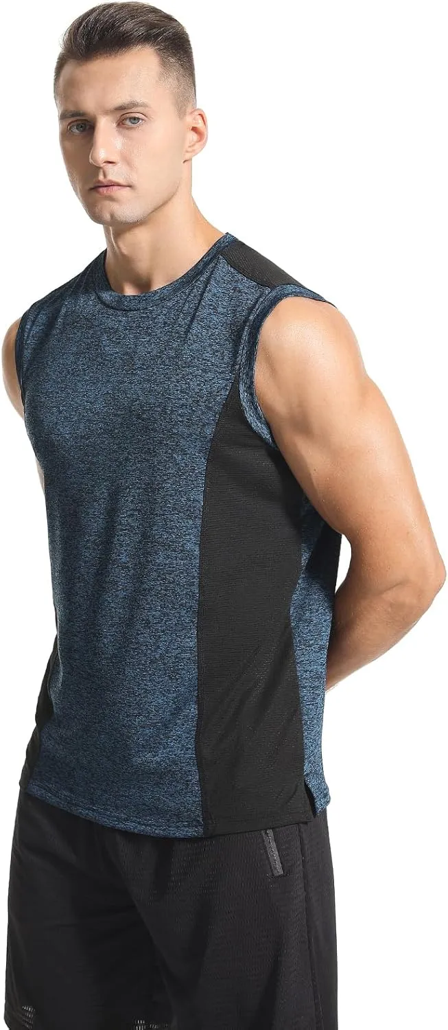 Knuffnee 4 Pack Men's Workout Tank Tops Athletic Gym Muscle Tank Tops Quick Dry Sleeveless T-Shirts
