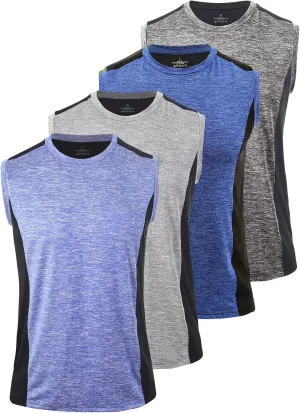 Knuffnee 4 Pack Men's Workout Tank Tops Athletic Gym Muscle Tank Tops Quick Dry Sleeveless T-Shirts