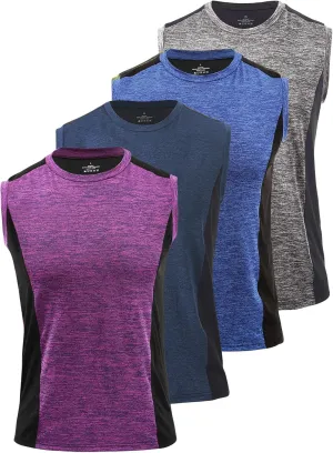 Knuffnee 4 Pack Men's Workout Tank Tops Athletic Gym Muscle Tank Tops Quick Dry Sleeveless T-Shirts
