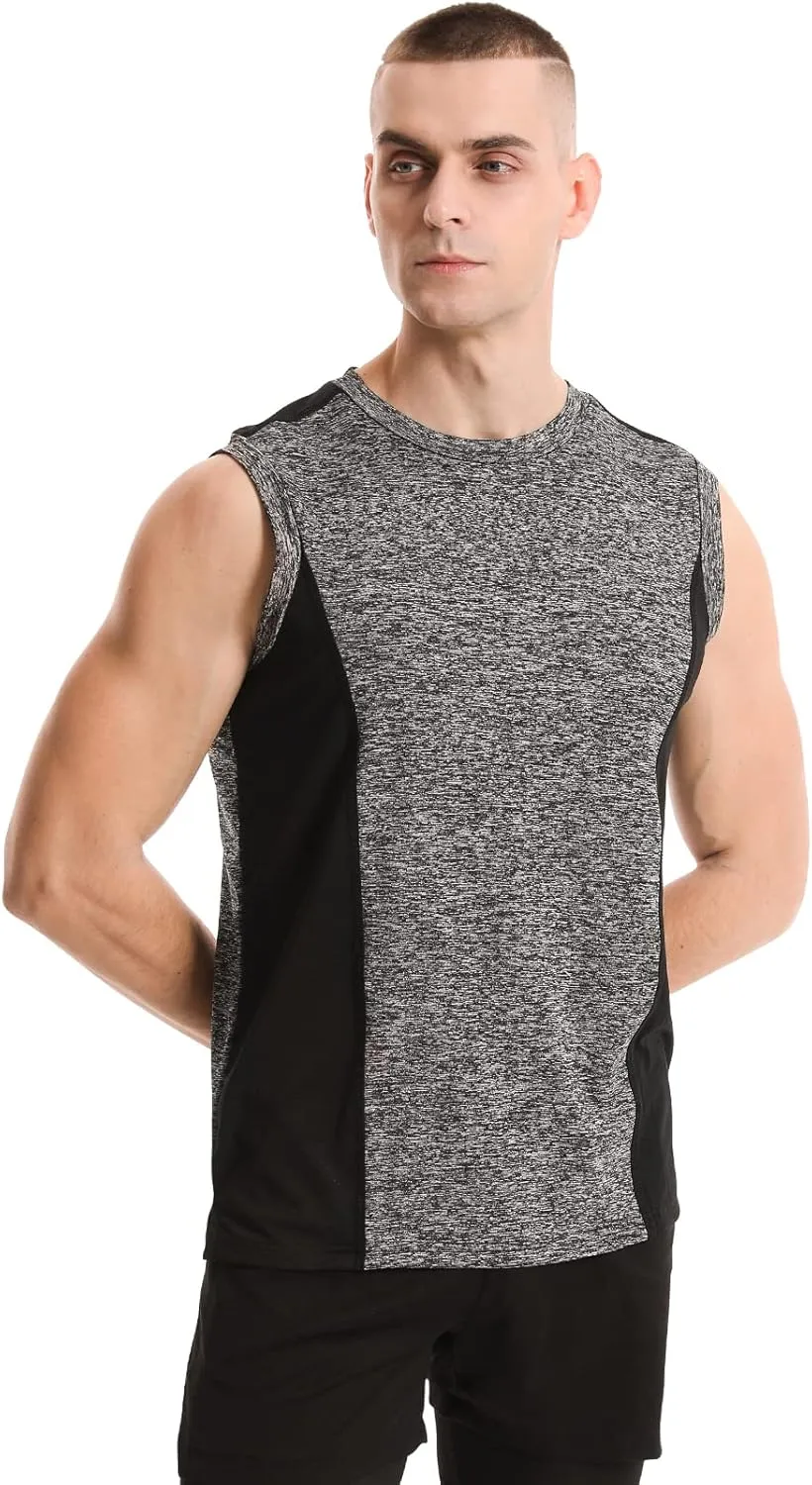 Knuffnee 4 Pack Men's Workout Tank Tops Athletic Gym Muscle Tank Tops Quick Dry Sleeveless T-Shirts