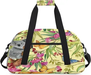 Koala Gym Duffel Bag for Men Women Tree Leaves Flowers Sports Tote Bag with Adjustable Shoulder Strap for Dance Gymnastics Traveling Outdoor Camping Overnight Stay