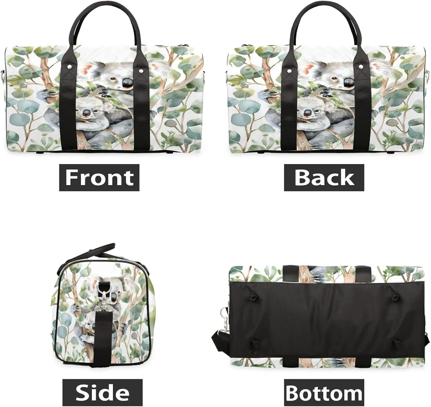 Koala Travel Duffle Bag, Sports Gym Bags for Women Men, Carry On Weekender Overnight Workout Airplane Trips Bag