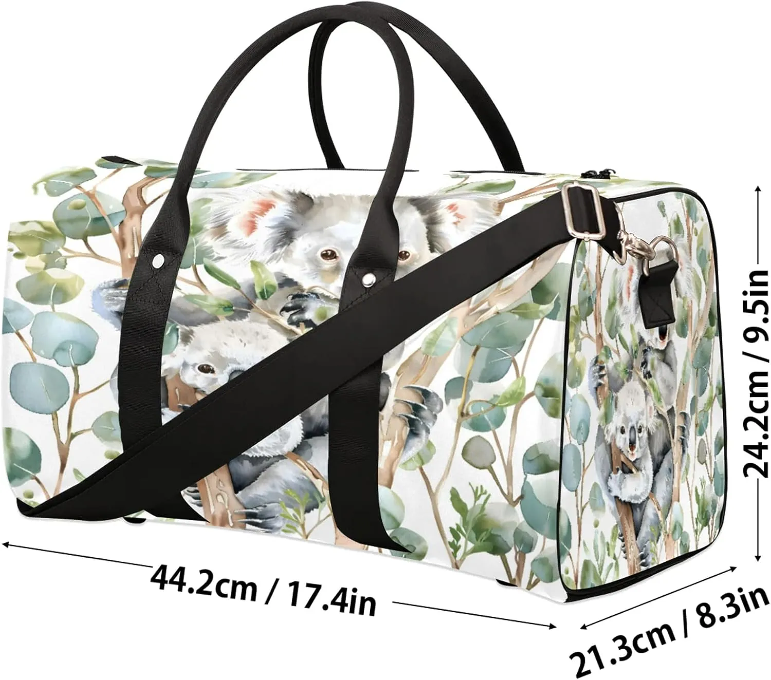 Koala Travel Duffle Bag, Sports Gym Bags for Women Men, Carry On Weekender Overnight Workout Airplane Trips Bag
