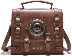 KOTORA Small Crossbody Purse and Handbag Cute Shoulder Bag Retro Steampunk Metal Messenger Brifcase Costume Cosplay Accessory