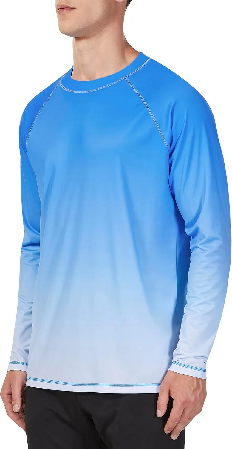 KPSUN Mens Swim Shirts UPF 50  Rash Guard Long Sleeve Sun UV Protection Beach Shirts Quick Dry Fishing T-Shirt
