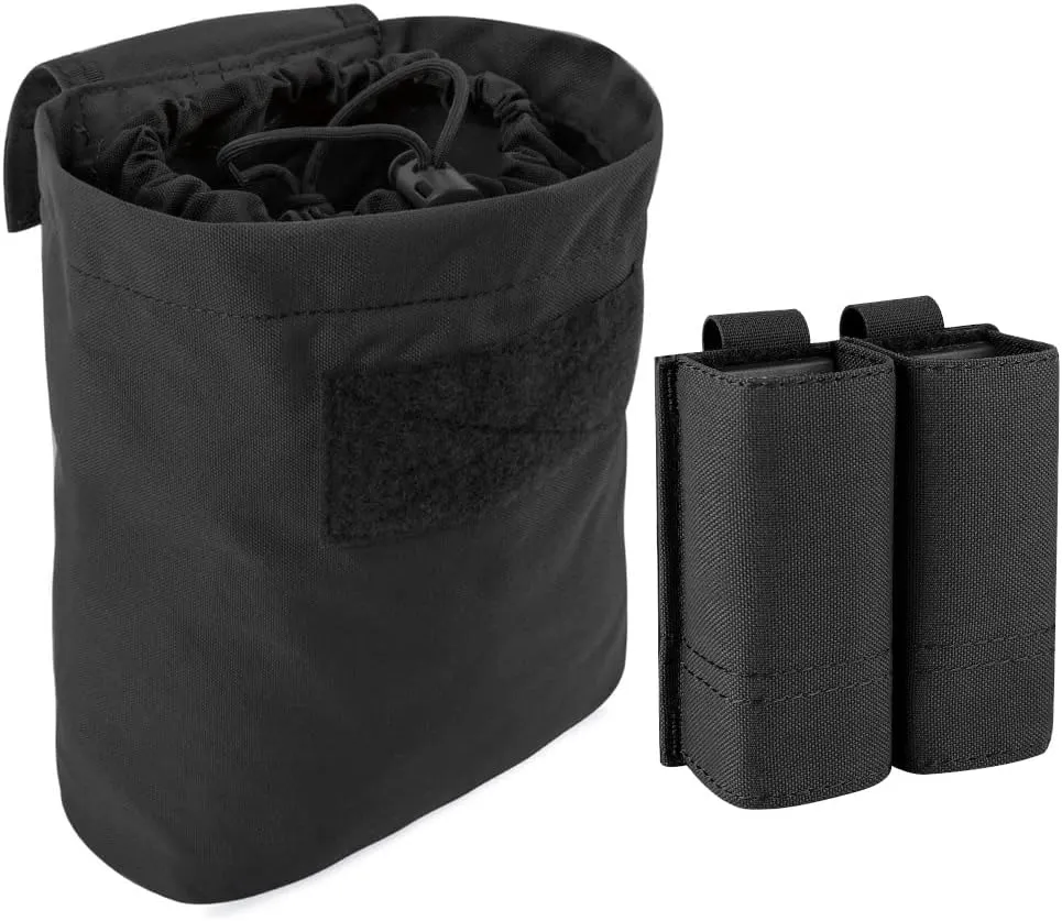 KRYDEX Molle Dump Pouch Roll-Up and Double Pistol Mag Pouches Black