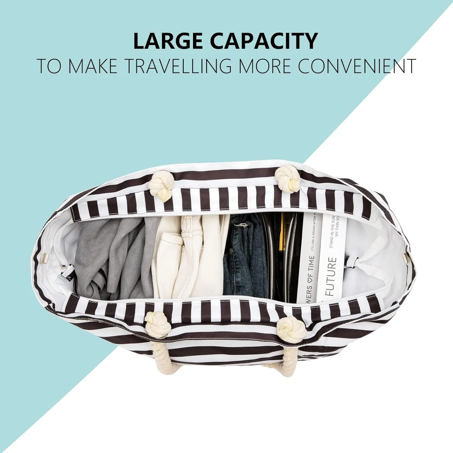 KUAK Beach Bag, Large Beach Bags for Women Waterproof Sandproof Beach Tote Bag with Zipper and Pockets for Pool Family