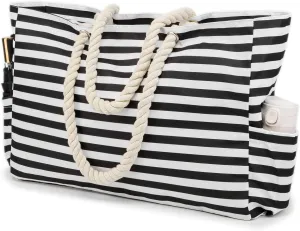 KUAK Beach Bag, Large Beach Bags for Women Waterproof Sandproof Beach Tote Bag with Zipper and Pockets for Pool Family