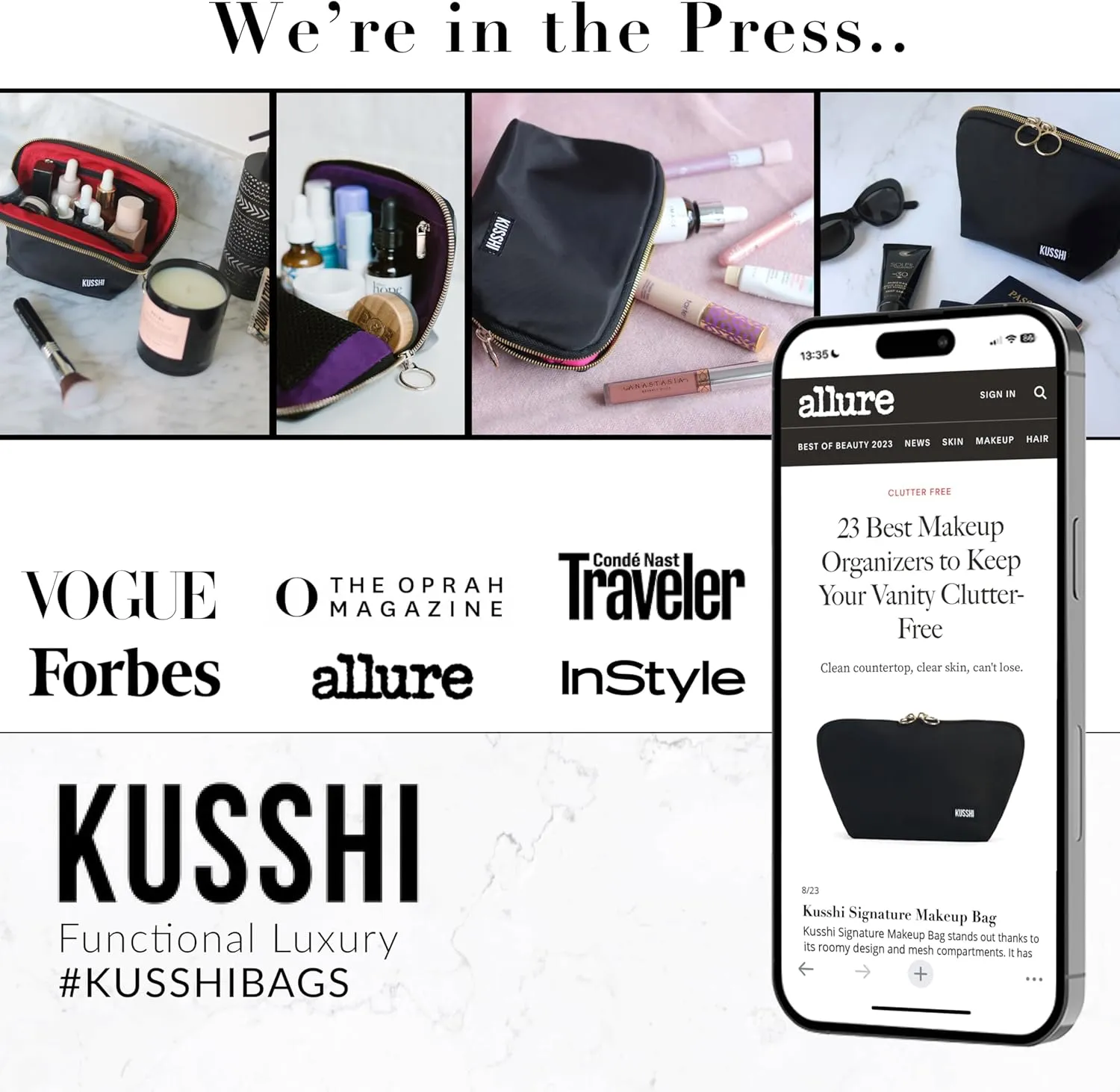 KUSSHI Neoprene Mini Makeup Pouch for Purse and Travel - Small Travel Pouch for Delicate Bottles and Beauty Items - For Foundations, Serums, Perfumes and More - Small Purse Pouch (Size M, Pink)
