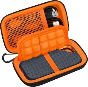 Lacdo Hard Case for SanDisk Extreme/SanDisk Extreme PRO/SanDisk Portable SSD External Solid State Drive 500GB 1TB 2TB 4TB 8TB Card SD Card Organizer Shockproof Protective Storage Travel Bag,Orange