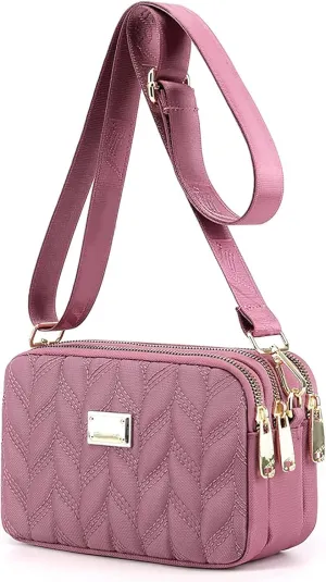 Ladies Girls Crossbody Bag Multi-Pocket Shoulder Bag Waterproof Nylon Handbag Small Cellphone Purse Wallet for Women