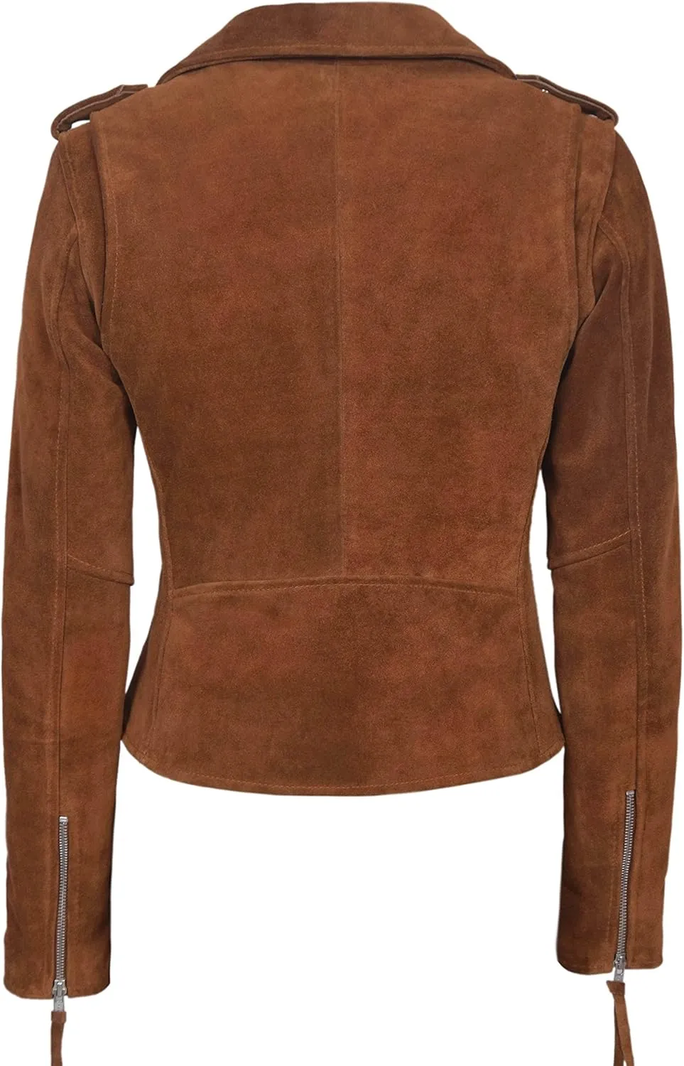 Ladies New BRANDO Women Tan Suede Cool Classic Motorcycle Biker Real Leather Jacket LDS MBF